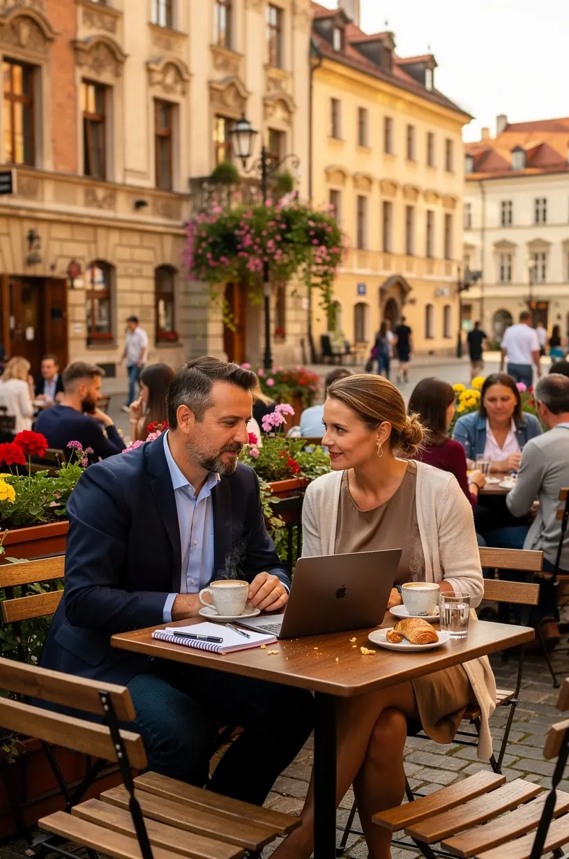 Mężczyzna planujący harmonogram dnia z podziałem na obowiązki zawodowe i czas wolny